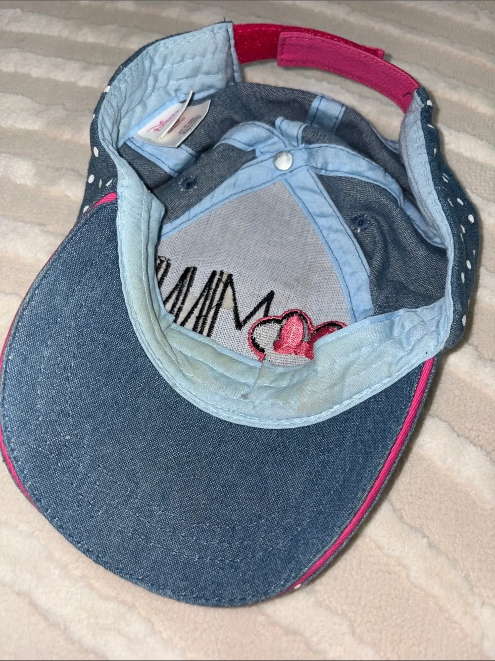 Disney Blue Polka Dot Minnie Baseball Cap with Pink Accents